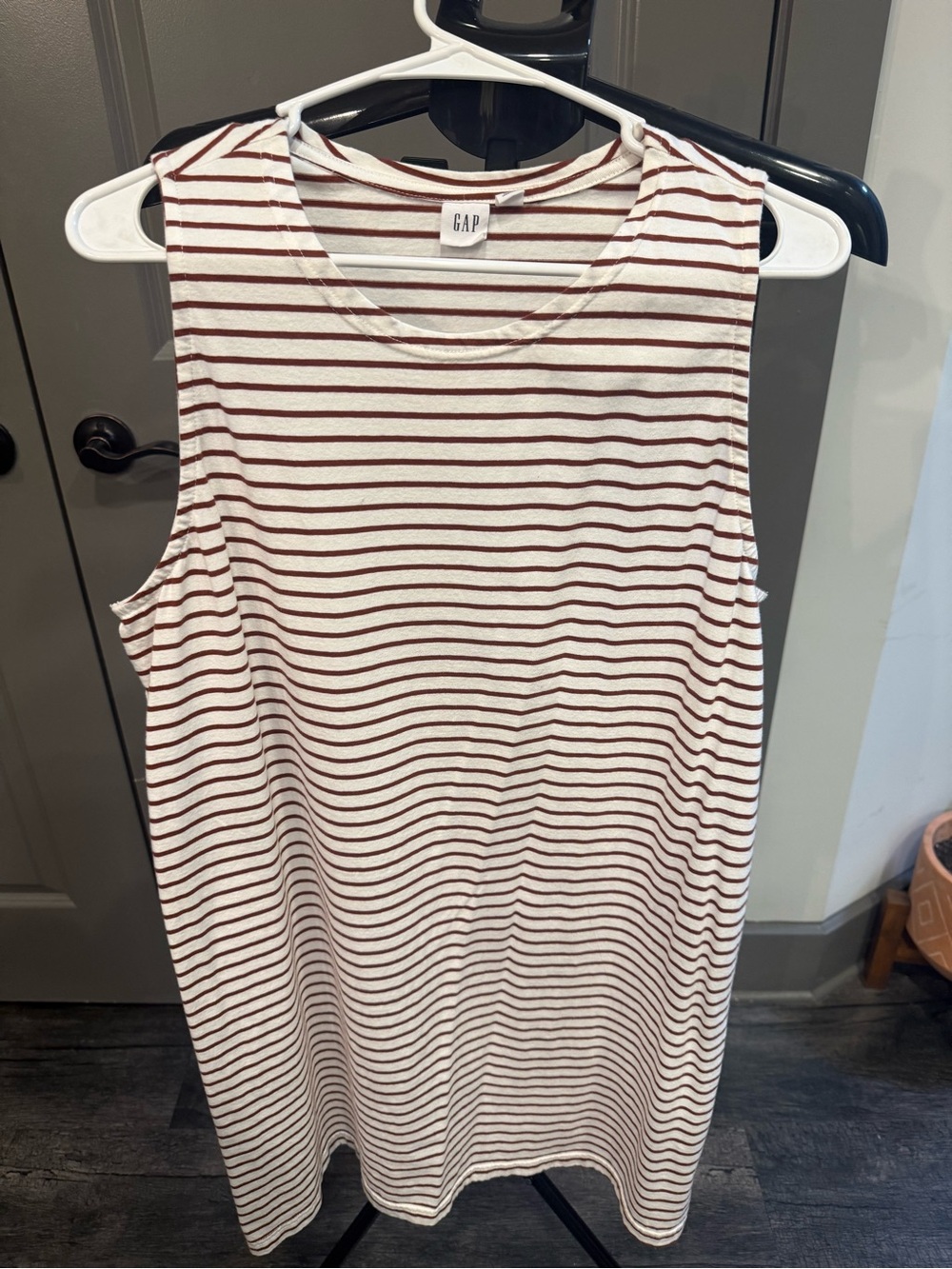 GAP Womens Cream & Brown Striped Sleeveless Tank Top dress